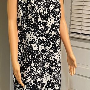 Kim Rogers Black and White Halter Sheath Midi Dress
